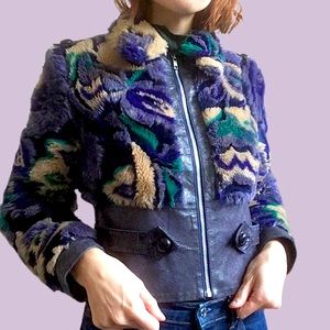 Betsey Johnson Purple and Green Bomber Jacket